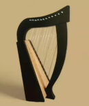 12 Strings Wooden Black Polish Harp Side
